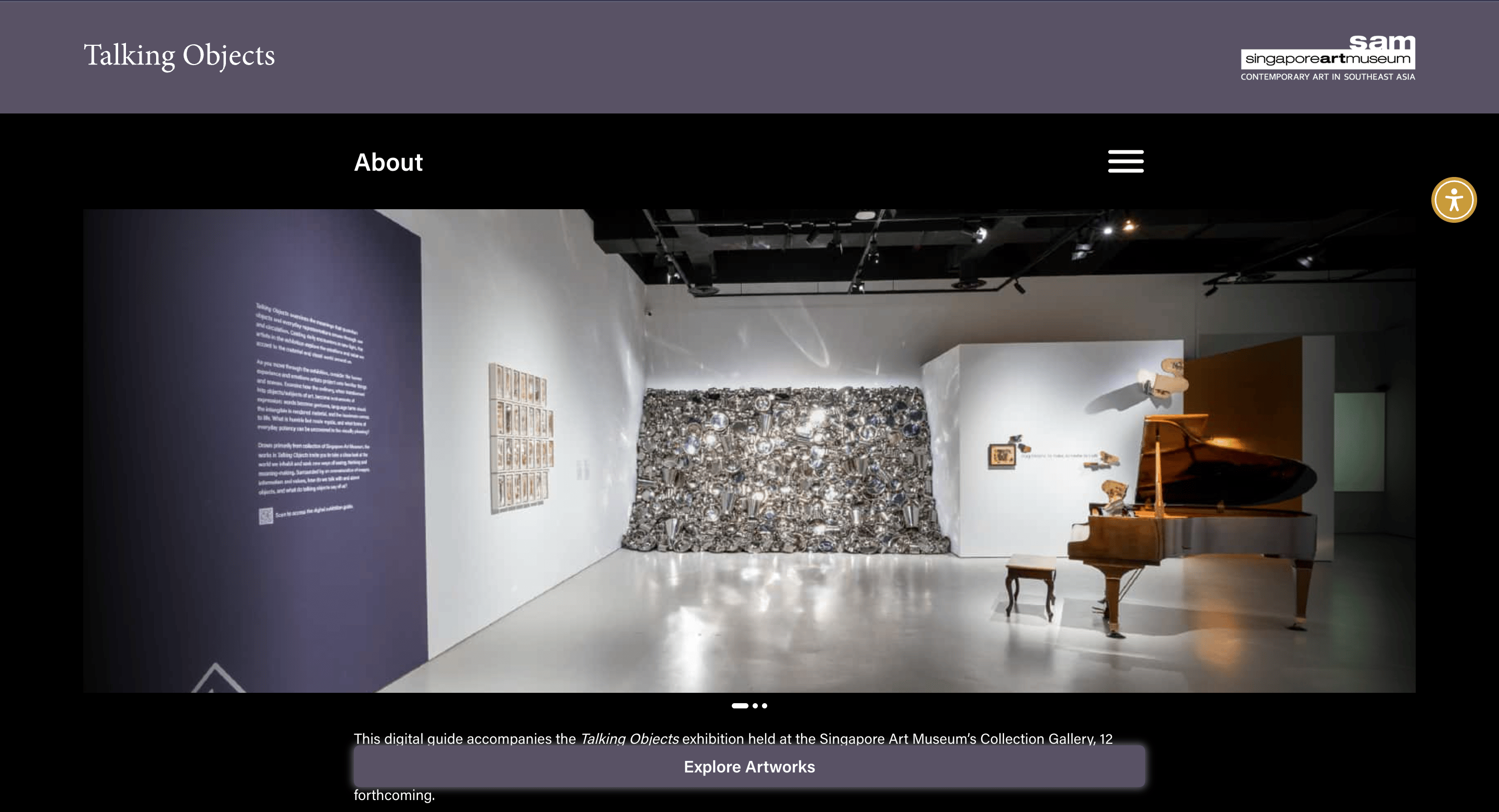 Homepage for the Talking Objects Exhibition